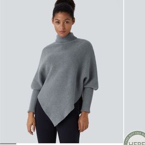 Halara High Neck Long Sleeve Asymmetric Hem Work Sweater